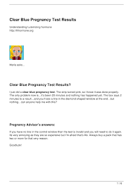 Clear Blue Pregnancy Test Results