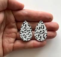 New! TINY SMALL Snow Leopard Leather Teardrop Earring ...