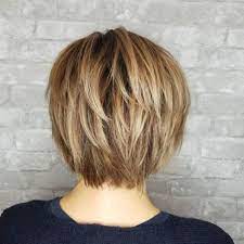 Shorter Layered Brown Blonde Hairstyle Short Shag Hairstyles Short Hair With Layers Thick Hair Styles