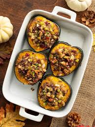 Wild Rice Stuffed Acorn Squash Recipe Acorn Squash Vegan Thanksgiving Vegan Main Dishes