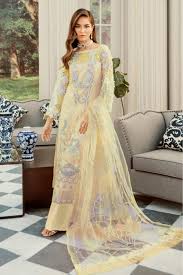 New arrivals · designer trends · financing with affirm · free returns Net Pakistani Suit In Lemon Yellow Colour