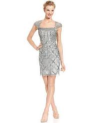 Adrianna Papell Cap Sleeve Illusion Beaded Sheath Reviews Dresses Women Macy S 1920s Fashion Dresses Vintage Flapper Dress Flapper Dresses For Sale