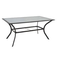 Garden Treasures Eastmoreland 38 In X 64 In Steel Rectangle Patio Dining Table Glass Top Lowes Patio Dining Table Patio Table Umbrella Patio Table
