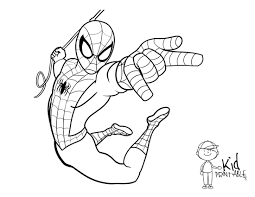 Coloring For Kids Spiderman Drawing With Crayons