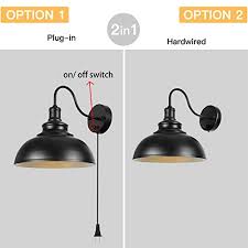 Gooseneck Wall Lamp Black Industrial Vintage Farmhouse Wall Sconces Lighting Wall Light Fixture With Plug In Cord And On Farmhouse Goals