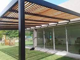Pergolas techadas / pergolas techadas, con emparillado y chapa traslucida o policarbonato. Pergolas De Hierro Y De Madera Techo De Patio Cobertizos De Madera