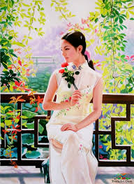 Image result for tranh thiếu nữ đẹp