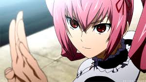 Wears red lipstick, has red hair, red eyes, and wears red. Top 50 Anime Girls With Pink Hair On Mal Myanimelist Net