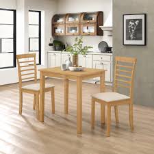 Casual rustic design with planked effect on table top. Ledbury Solid Rubber Wood Small Kitchen Dining Table Set Hallowood