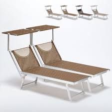 Set Of 2 Sun Loungers With Head Shade Limited Edition Santorini Sun Lounger Sun Lounger Cushions Reclining Sun Lounger