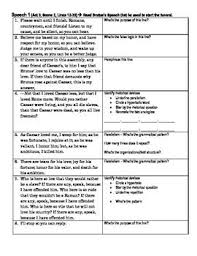 Julius Caesar Funeral Speeches Close Read Analyze Answ Funeral Speech Close Reading Speech