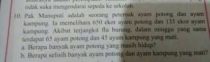 Setiap hari sabtu, alfin selalu mengikuti kegiatan. Berapa Selisih Banyak Ayam Potong Dan Ayam Kampung Yang Mati Cerita Ada Di Gambar Di Atas Brainly Co Id