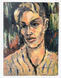 Sold at Auction: George Alan Swanson, GEORGE SWANSON (1908-1968) Self  Portrait (Striped Shirt), c. 1940's, Oil