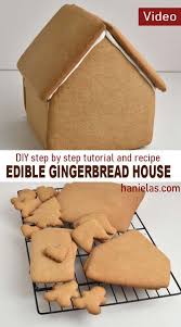 Edible Gingerbread House Haniela S Recipe Gingerbread House Cookies Gingerbread House Template Homemade Gingerbread House