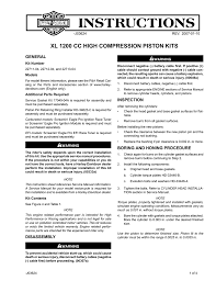 Xl 1200 Cc High Compression Piston Kits Harley Manualzz