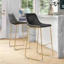 Modern Black And Gold Bar Stools Modern Rustic Interiors Coleman Bar Counter Stool Upholstery Black Color Gold Seat Height Bar Stool 29 Seat Height Counter Stools Stool Modern Rustic Interiors