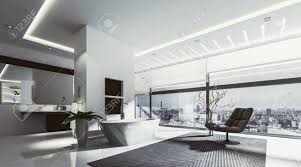 Large Spacious Bathroom With Tub And Chair Surrounded By Track Stock Photo Picture And Royalty Free Image Image 65798691
