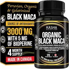 Organic Black Maca Root Capsules 3000mg(Industry Strongest) for Men & Women - Antioxidant, Sexual Wellness & Mood Support with 750 mg 4:1 DHE Extract ...