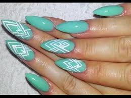 Check out our mint acrylic nails selection for the very best in unique or custom, handmade pieces from our craft there are 327 mint acrylic nails for sale on etsy, and they cost $19.43 on average. Easy Mint Green And White Graphic Pattern Almond Shaped Acrylic Nail Design Youtube