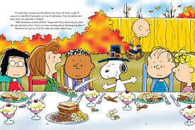 When the food was ready the kids ate the food on a ping pong table. Charlie Brown Thanksgiving Abdo