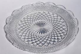 The relish dish is 10 long and 6 1/4 across. Vintage Glassware Pressed Pattern Glass Crystal
