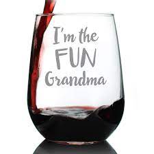 Download Fun Grandma Cute Funny Stemless Wine Glass Large 17 Ounce Size Etched Sayings Gift Box Handmade Amazon Com