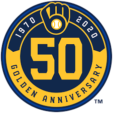Milwaukee Brewers Anniversary Logo 2020 Milwaukee Brewers 50th Anniversary Logo Worn On Right Sleeve Of In 2020 Anniversary Logo Word Mark Logo Milwaukee Brewers