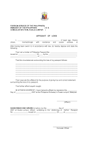 Find the embassy contact information, including :address, telephone, fax, working hours, and official philippine embassy in kuala lumpur also assists philippine citizens residing in malaysia with reports of birth abroad, marriage license, death. Affidavit Of Loss Form