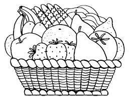 Coloring fruits and vegetables basket. Easy Outline Vegetable Basket Drawing Novocom Top