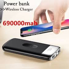 690000mah Power Bank External Battery Bank Built In Wireless Charger Powerbank Portable Qi Wireless Charger For Iphone 8 8plus X