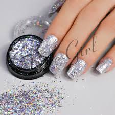 Laserowe Srebrne Broken Blyskotka Paznokci Brokat Letnie Wzory