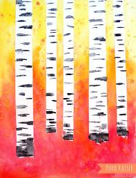 Malen Mit Kindern Herbstlicher Wald Mit Birken Doro Kaiser Grafik Illustration Doro Kaiser Grafik Illustration Malen Mit Kindern Kunstunterricht Malen Herbst Kunst