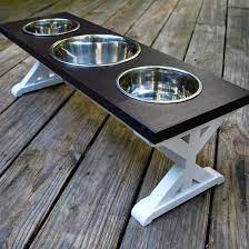 Medium 3 Bowl Trestle Pattern Farmhouse Style Raised Dog Bowl Stand Dog Bowl Stand Dog Bowls Large Dog Bowls
