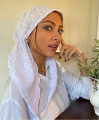 Uptown Girl Headwear Pretty White Lace Tichel Head Scarf for Sabbath & Holidays Pre Tied Hair Wrap. Made in USA