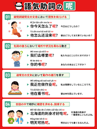 あはれん | 毎日中国語 on X: ＼図一枚でわかる！中国語の語気助詞「呢」／ 語気助詞 ➡️文末に置くことで話し手の感情などを補足する役割  （日本語の「〜ね」「〜よ」「〜か」のイメージ） 「呢」の使い方まとめ： ➡️語気を和らげる（柔らかく聞こえる） ➡️名詞＋ ...