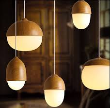 Marten Acorn Hanging Lamp Wood Pendant Light Glass Pendant Light Ceiling Pendant Lights