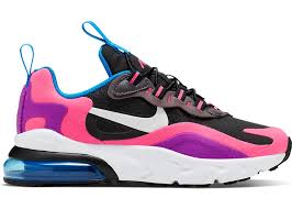 Nike air max 270, кроссовки nike (найк). Nike Air Max 270 React Black Hyper Pink Vivid Purple Ps Bq0100 001