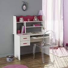 Le passage de câbles à l'arrière est idéal pour cacher les prises et câbles encombrants. Bureau Fille Avec Rangement Blanc Et Rose Lilou Cdiscount Maison