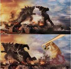 Why is he going to battle kong? Template Godzilla Vs Kong Vs Cheems In 2021 Godzilla Funny King Kong Vs Godzilla Godzilla Vs