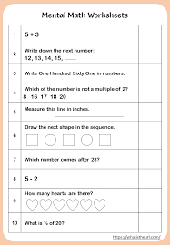 Our grade 1 word problem worksheets relate first grade math concepts to the real world. Printable Mental Math Worksheets For 1st Grade Your Home Teacher