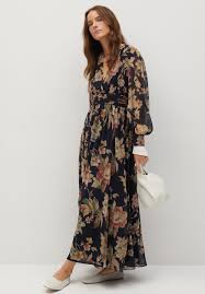 Ravissante robe mango longue esprit boheme rose a volant manches longues. Soldes Mango Robe Longue En Stock