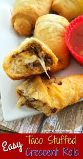 Easy Taco Stuffed Crescent Rolls In 2020 Recipes Using Crescent Rolls Crescent Roll Recipes Dinner Croissant Dinner Recipe