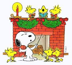 Snoopy Conducting The Woodstocks Chorus In Front Of The Fireplace Pinned 12 4 2016 Snoopy Christmas Peanuts Christmas Snoopy