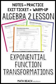 Exponential Function Transformations Lesson Quadratics Algebra Lesson Plans Exponential