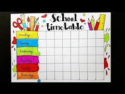 School Timetable Design How To Draw And Color Easy Step By