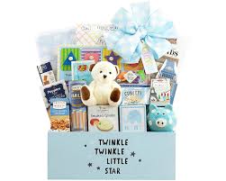 Grandparent gift ideas for new baby. Newborn Baby Boy Gift Basket Welcome Home Baby Boy Congratulations Newborn Baby Blue New Arrival Baby Shower Gift By Wine Country Gift Baskets Amazon Com Grocery Gourmet Food