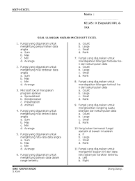 Soal ini dapat digunakan untuk referensi soal ujian uas maupun ujian semester, semoga bermanfaat dan dapat dibagikan kepada sahabat dan teman anda yang memerlukan, soal ini termasuk soal pada jurusan akuntansi soal aplikasi pengolah angka menggunakan spreadsheet ini terdiri dari 4 bagian masing masing 10 soal yang anda bisa buka pada link berikut ini Dibawah Ini Yang Bukan Termasuk Program Aplikasi Spreadsheet Adalah Python