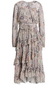 Mushroom Lace Up Ruffled Metallic Floral Print Georgette Dress Sale Up To 70 Off The Outnet Mikael Aghal Georgette Dress Dresses Impressive Clothes