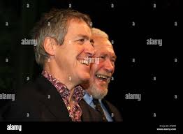 Griff Rhys Jones actor, writer and boat owner and Robin Knox-Johnston  boating legend opening the show Stock Photo