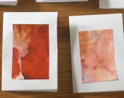 Then, i trimmed down the watercolor christmas image so that it would fit on the base while leaving a little bit of space to show the gray card base as a border. Make Mini Watercolor Cards